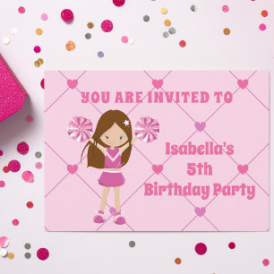 Pretty Cheerleader Personalized Birthday Party Invitation