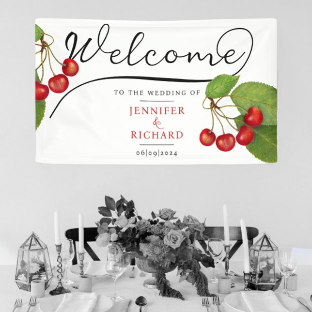 Pretty Cherries Welcome Black White Stylish Script Banner (Creator Uploaded)