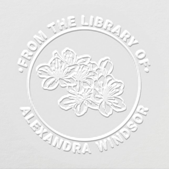 Pretty Cherry Blossom Blooms Library Book Name Embosser (Design)