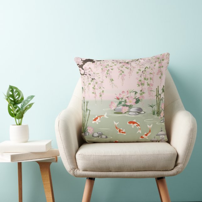 Pretty Cherry Blossom Floral Charm Throw Pillow (Chair)