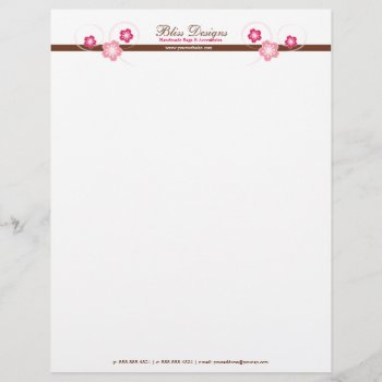 Pretty Cherry Blossom Flower Letterhead by whimsydesigns at Zazzle