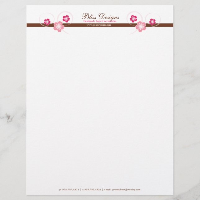Pretty Cherry Blossom Flower Letterhead (Front)