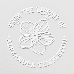 Pretty Cherry Blossom Flower Library Book Name Embosser