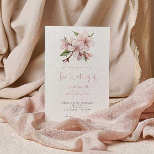 Pretty cherry blossom header wedding invitation