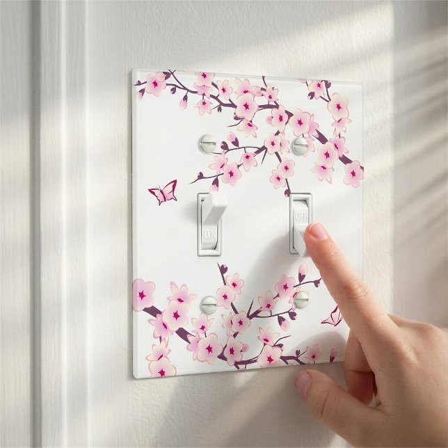 Pretty Cherry Blossom Pink White Light Switch Cover (Creator Uploaded)