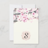 Pretty Cherry Blossom Trees on Elegant White Invitation (Back)