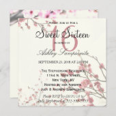 Pretty Cherry Blossom Trees on Elegant White Invitation (Front/Back)