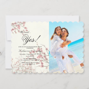 Pretty Cherry Blossom Trees on Elegant White Invitation
