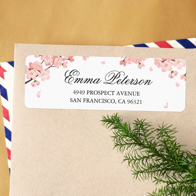 Pretty Cherry Blossoms Name and Return Address Label (Creator Uploaded)
