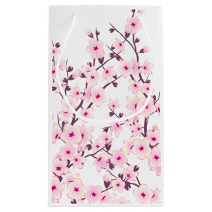Pretty Cherry Blossoms Pink White Small Gift Bag