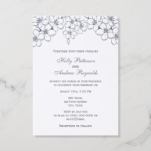 Pretty Cherry Blossoms Wedding Couple Letterpress Photo Cards