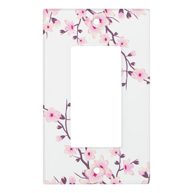Pretty Cherry Blossoms White Pink Light Switch Cover (Front)