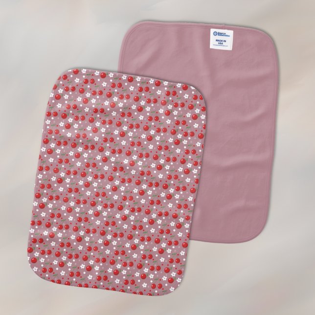 Pretty Cherry Pattern Burp Cloth (Pretty cherry pattern burp cloth (front and back))