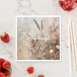 Pretty Chic Beige Blush Boho Floral Napkins