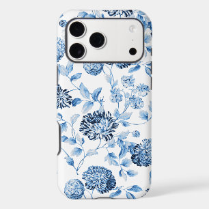 Pretty Chic Blue White Vintage Floral iPhone 17 Pro Max Case