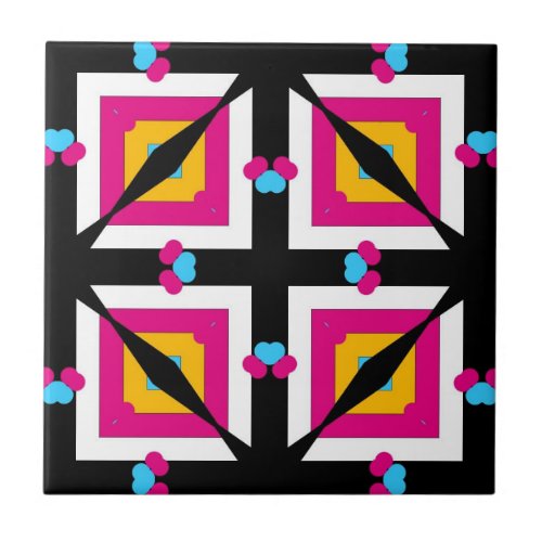 Pretty Chic Colorful Mosaic Geometric Pattern Ceramic Tile
