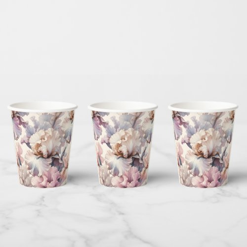 Pretty Chic Elegant Modern Floral Blush Pink Mauve Paper Cups