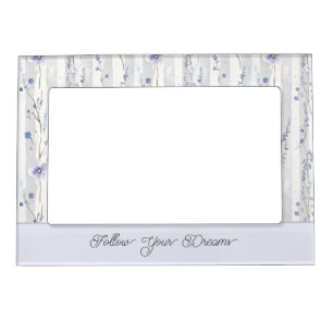 Pretty Chic Lavender Floral Stripes Magnetic Frame
