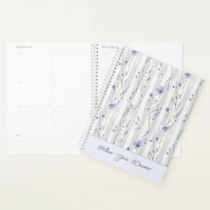 Pretty Chic Lavender Floral Stripes Planner