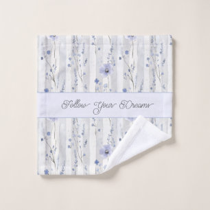 Pretty Chic Lavender Floral Stripes  Wash Cloth