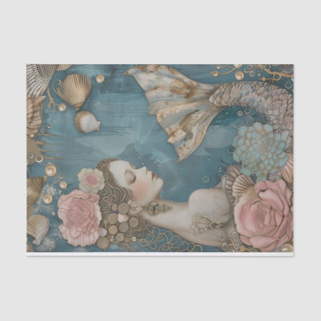 Pretty Chic Mermaid Decoupage Tissue Paper (Front)
