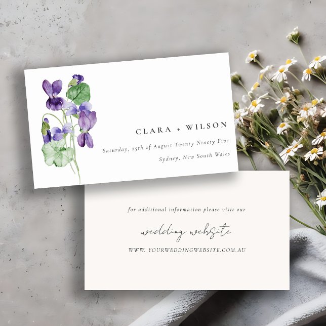 Pretty Chic Violet Floral Bunch Wedding Website Enclosure Card (Creator Uploaded)