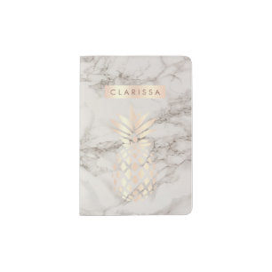 Pretty chick copper rose gold pineapple marble passport holder