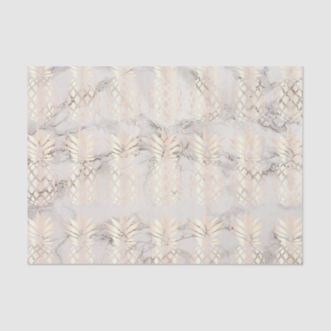 Pretty chick copper rose gold pineapple marble tissue paper (Front)