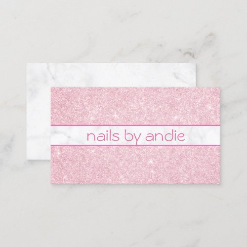 Pretty chick rose gold glitter white marble nails business card
