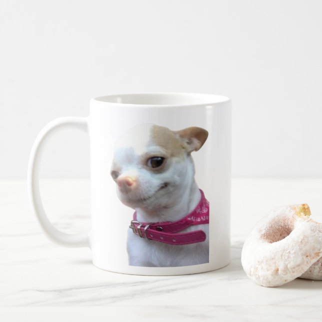 Pretty Chihuahua Dog Meme Mug Double Sided (With Donut)