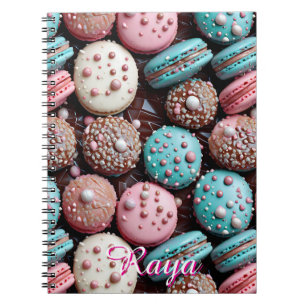 Pretty Chocolate, Blue and Pink Macaron  Notebook