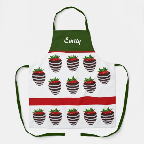 Pretty Chocolate Covered Strawberry Apron