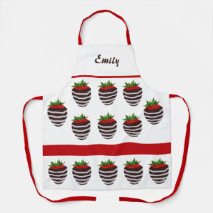 Pretty Chocolate Covered Strawberry Apron