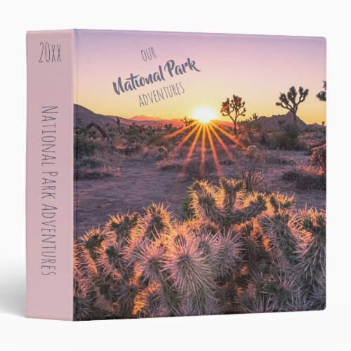 Pretty Cholla Cactus Sunset Souvenir National Park 3 Ring Binder
