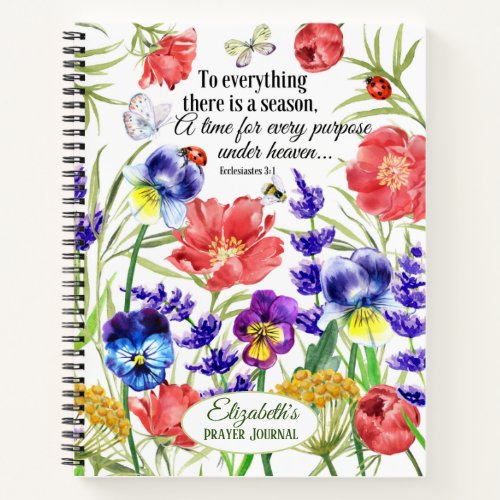 Pretty Christian Floral Watercolor Scripture Name Notebook