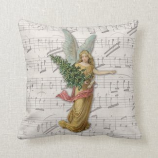 Pretty Christmas Angel Tree Victorian Paper Scrap Throw Pillow