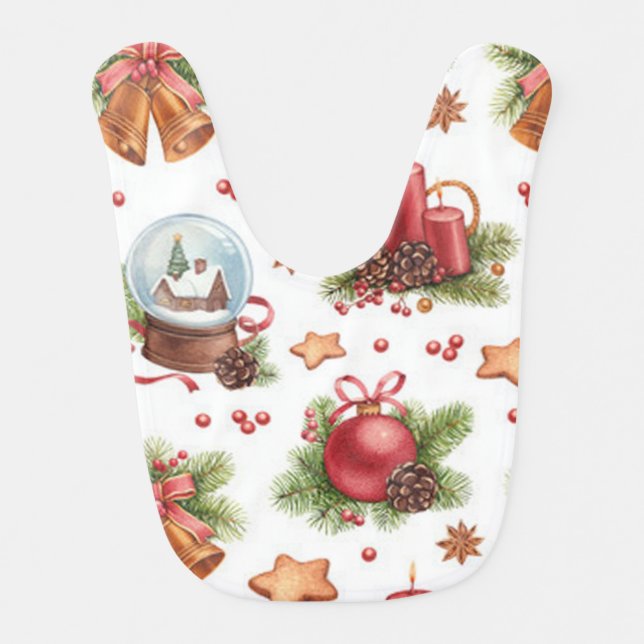 Pretty Christmas baby bib (Front)