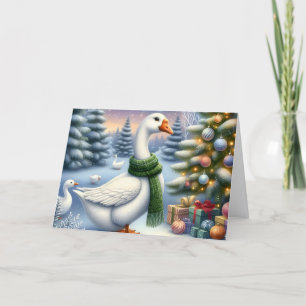 Pretty Christmas Geese Holiday Card