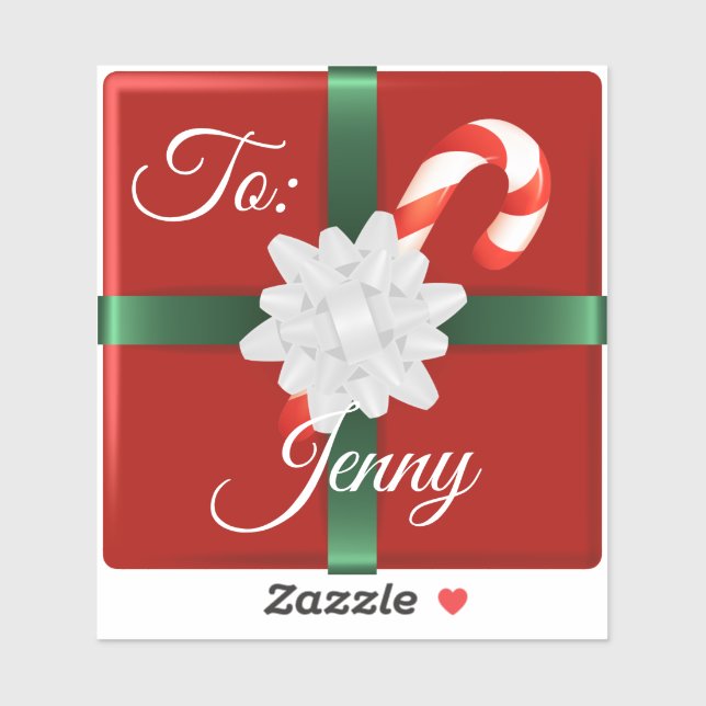 Pretty Christmas gift wrap ribbon name tag Sticker (Sheet)