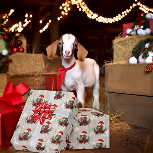 Pretty Christmas Goat Boer Kid Wreath Small Wrapping Paper