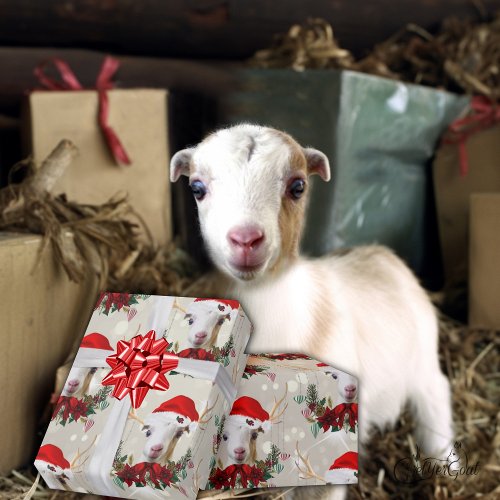 Pretty Christmas Goat LaMancha Wreath Small Wrapping Paper