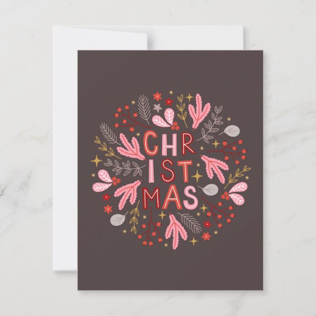 Pretty Christmas Ornament Pink Floral Holiday  (Front)