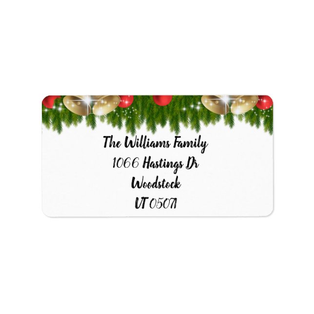 Pretty Christmas Ornaments Return Address Label (Front)