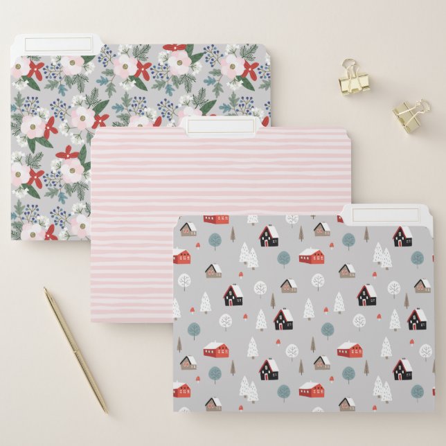 Pretty Christmas Patterns File Folder (Set)