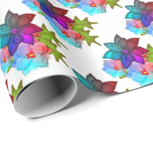 Pretty Christmas Succulent Floral Wrapping Paper