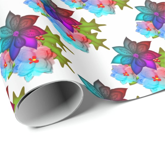 Pretty Christmas Succulent Floral Wrapping Paper (Roll Corner)