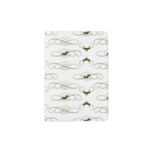 Pretty Christmas Swirls & Holly Passport Holder