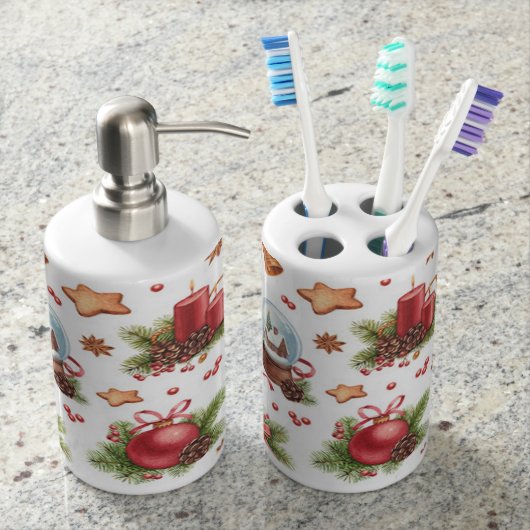 Pretty Christmas Toothbrush Holder Soap Dispenser (Front)