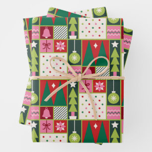 Pretty Christmas Trees and Ornaments Wrapping Paper Sheets
