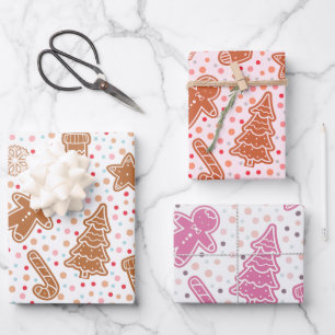 Pretty Christmas Trees Hears Stars Christmas Wrapping Paper Sheets